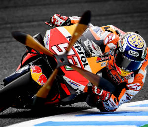 Marc Marquez with a propeller on his bike