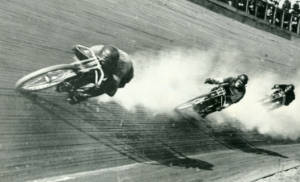 Nutters racing on wooden board track in the 1920s